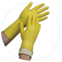Load image into Gallery viewer, A1140, Yellow Heavy Latex Flocked Gloves 12pair/pack