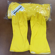 Load image into Gallery viewer, A1140, Yellow Heavy Latex Flocked Gloves 12pair/pack