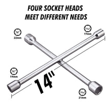 Load image into Gallery viewer, A8037, Universal Heavy Duty Lug Wrench, 4-Way Tire Iron Wrench &