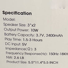 Load image into Gallery viewer, A6001, Bluetooth Wireless Speaker with RGB Lights (FSKU Y2303) &