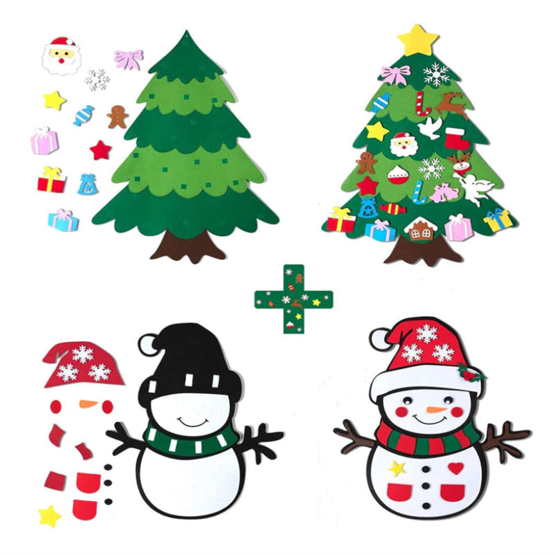 A6504，DIY Felt Christmas Tree & Snowman Set - 2 Pack .C10. &