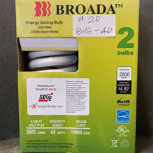 Lade das Bild in den Galerie-Viewer, A1044, 40W  Spiral CFL Light Bulbs Warm White 2700K #BHS-40 &amp;
